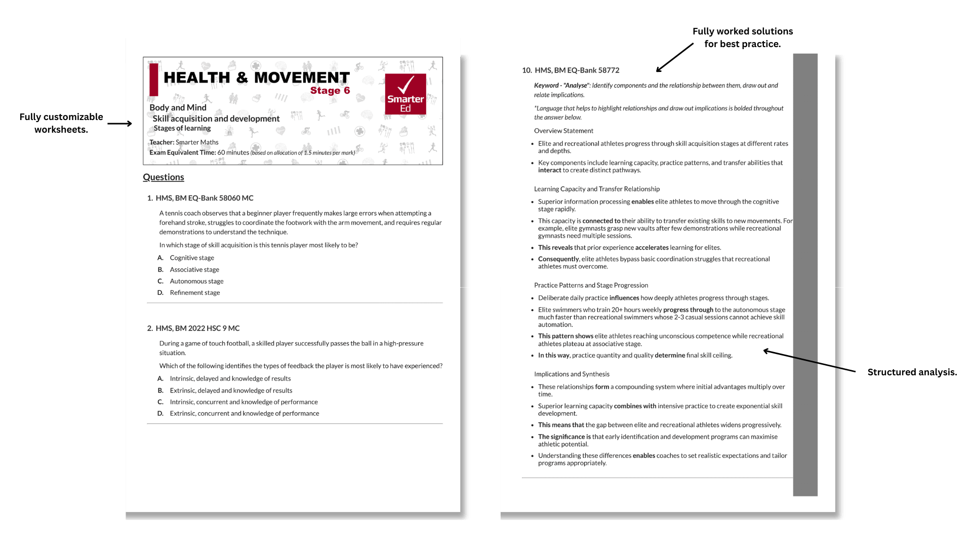 Annotated HMS worksheet sample — fully customisable worksheets with fully worked solutions and structured analysis